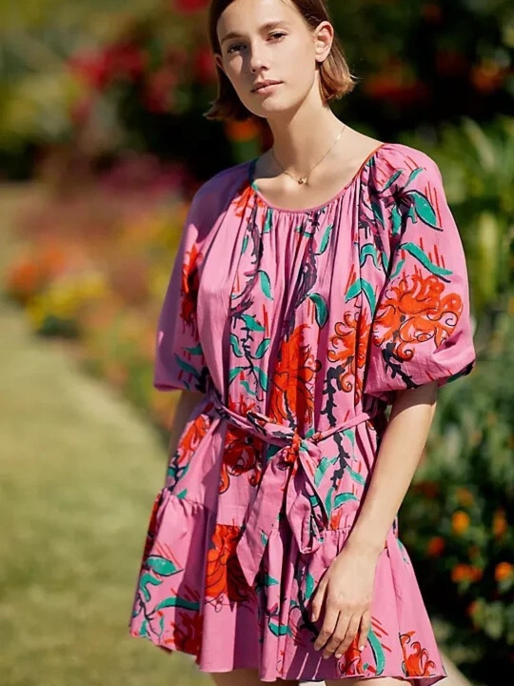 Anthropologie Ro’s Garden Vera Cover Up Dress w/ Tie Waist O/S